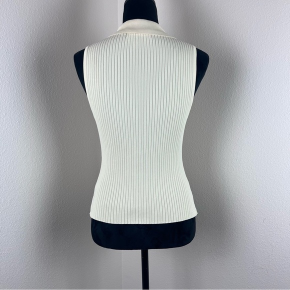 Nyland Shirt Womens Medium Sleeveless Ribbed Fitted Top Stretch Neutral Cream - Picture 10 of 10